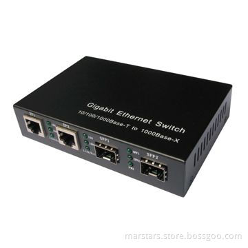 Fiber Switch with 2 SFP Slots and 2/10/100/1000M Ethernet Ports